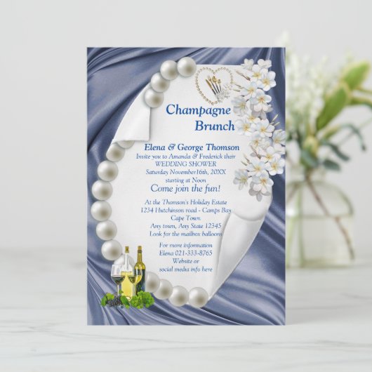 Blauw, groen, ivoor, gouden Si Wedding Shower Uitn Kaart (Staand voorkant)