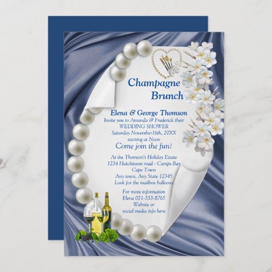 Blauw, groen, ivoor, gouden Si Wedding Shower Uitn Kaart (Voorkant / Achterkant)