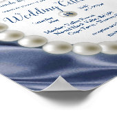 Blauw, groen, ivoor, gouden zijde en parel, bruilo poster (Hoek)