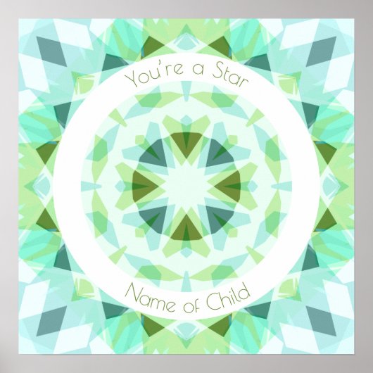 Blauw Groen Je bent een Star Baby Boy Kinderkamer  Poster (Voorkant)