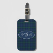 Blauw Groen Karo Monogram Persoonlijk Bagagelabel (Voorkant (verticaal))