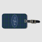 Blauw Groen Karo Monogram Persoonlijk Bagagelabel (Voorkant (horizontaal))