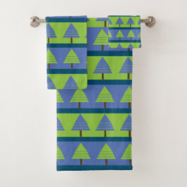 Blauw groen kerstboom patroon bad handdoek