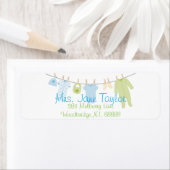 Blauw & Groen Kleding Baby shower Labels (Insitu)