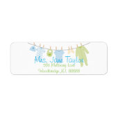 Blauw & Groen Kleding Baby shower Labels (Voorkant)