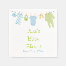 Blauw & Groen Kleine Kleding Baby shower servetten