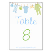 Blauw & Groen Kleine Kleding Baby shower Tafel Kaa Kaart (Achterkant)