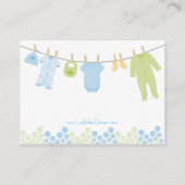 Blauw & Groen Kleine Kleding Luier Raffle Tickets Informatiekaartje (Achterkant)