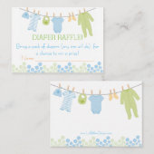 Blauw & Groen Kleine Kleding Luier Raffle Tickets Informatiekaartje (Voorkant / Achterkant)