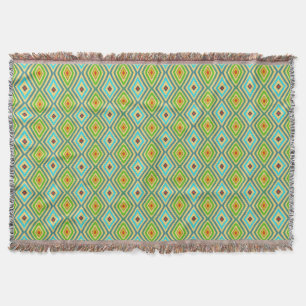 Blauw Groen Koele Tinten Diamant Patroon Deken