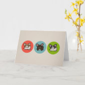 Blauw, Groen & Koraal Frenchie Kaart (Gele Bloem)