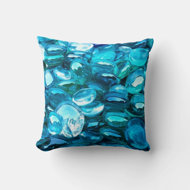 Blauw groen kristalglas helder kussen (Voorkant)