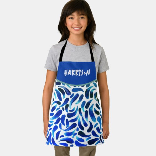 Blauw groen kunstschilderfeest schort (Insitu)