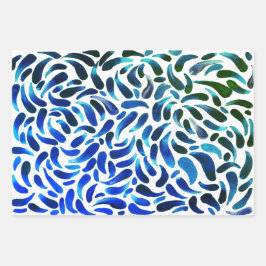 Blauw groen kunstschilderij als schilderfeest inpakpapier vel