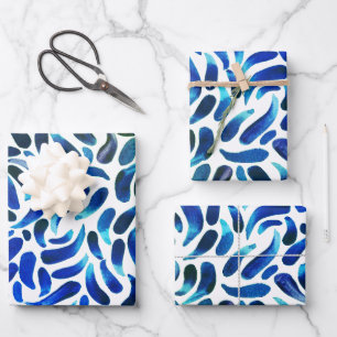 Blauw groen kunstschilderij als schilderfeest inpakpapier vel