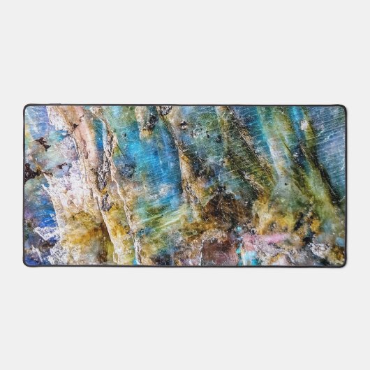 Blauw Groen Labradorite Edelsteen Bureaumat (Voorkant)