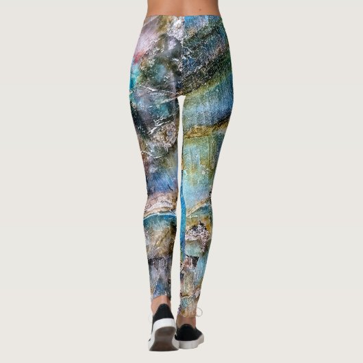 Blauw Groen Labradorite Edelsteen Leggings (Achterkant)