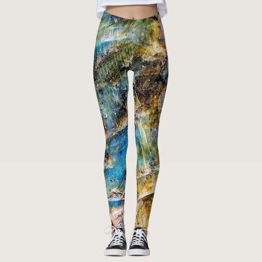 Blauw Groen Labradorite Edelsteen Leggings (Voorkant)