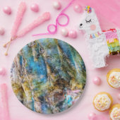 Blauw Groen Labradorite Edelsteen Papieren Bordje (Feest)