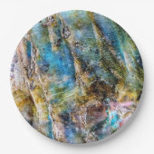 Blauw Groen Labradorite Edelsteen Papieren Bordje (Voorkant)