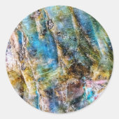 Blauw Groen Labradorite Edelsteen Ronde Sticker (Voorkant)