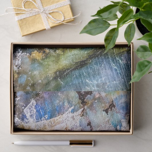 Blauw Groen Labradorite Edelsteen Tissuepapier (Geschenk)