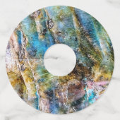 Blauw Groen Labradorite Edelsteen Wijnglaslabel (Voorkant)