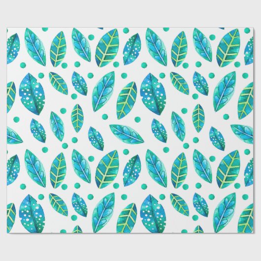 Blauw - Groen lafond naadloos patroon Cadeaupapier (Vlak)