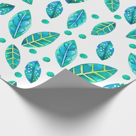 Blauw - Groen lafond naadloos patroon Cadeaupapier (Hoek)