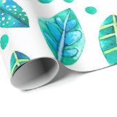 Blauw - Groen lafond naadloos patroon Cadeaupapier (Rol Hoek)