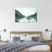 Blauw groen landschap canvas afdruk (Insitu (Slaapkamer))