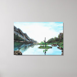 Blauw groen landschap canvas afdruk