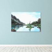 Blauw groen landschap canvas afdruk (Insitu (Houten vloer))