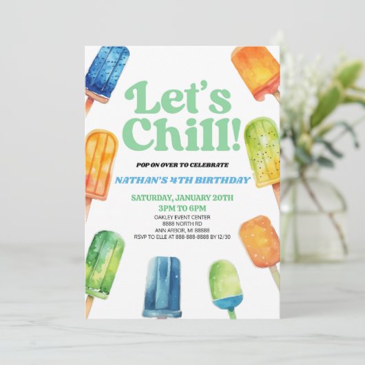 Blauw groen Laten we ijslolly verjaardagsfeestje Kaart (Staand voorkant)