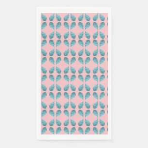 Blauw groen leder - botanisch patroon servet