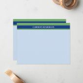 Blauw Groen Licht Blauw Strepen Voeg Jouw namen to Notitiekaartje (Voorkant / Achterkant in situ)