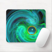 BLAUW GROEN LICHT VORTEX MET AQUAMARIJN EDELSTEEN MUISMAT (Met muis)