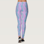 Blauw groen lijnpatroon Verticaal zigzagpatroon Leggings (Achterkant)