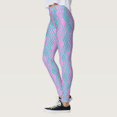 Blauw groen lijnpatroon Verticaal zigzagpatroon Leggings (Links)