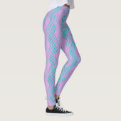 Blauw groen lijnpatroon Verticaal zigzagpatroon Leggings (Rechts)