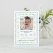 Blauw Groen Lijst Eenvoudige Doopuitnodiging Kaart (Staand voorkant)