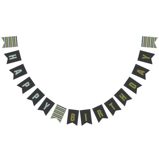 Blauw, groen, Linen Grey Birthday Vlaggetjes (Alle)