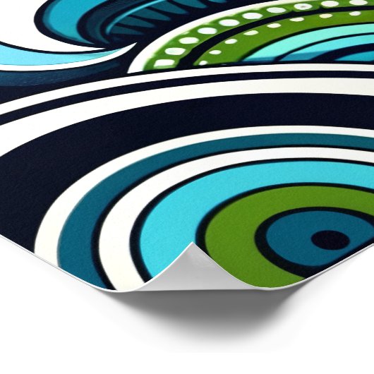 Blauw Groen Lovey Penguin Outdoor Forest Abstract Poster (Hoek)