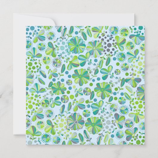 Blauw & Groen Lush Bloemen Baby shower Uitnodigen Kaart (Achterkant)