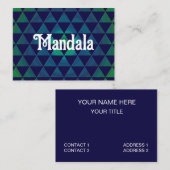 Blauw Groen Mandala Geometrisch Driehoekpatroon Visitekaartje (Voorkant / Achterkant)