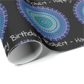 Blauw & Groen Mandala Personaliseer Naam Cadeaupapier (Rol Hoek)
