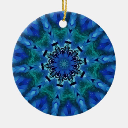 Blauw Groen Mandala Ronde Ornament (Voorkant)