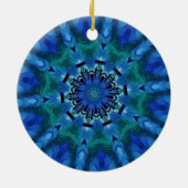 Blauw Groen Mandala Ronde Ornament (Achterkant)