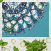 Blauw groen medaillon - Abstract Theedoek (Gevouwen)