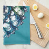 Blauw groen medaillon - Abstract Theedoek (Quarter Fold)